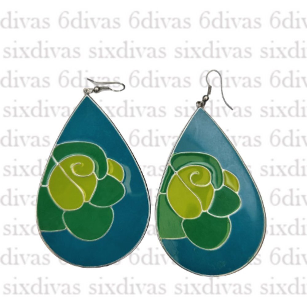 BLUE green tear drop lightweight earrings